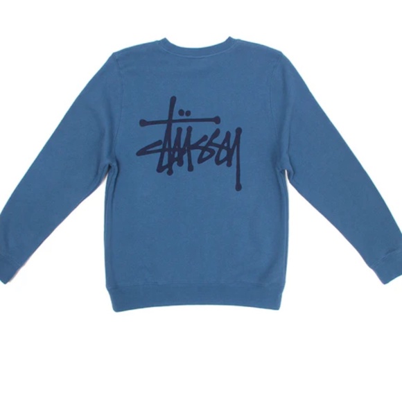 Stussy Classic Crew Sweatshirt Steel Blue Mens S - Picture 5 of 5